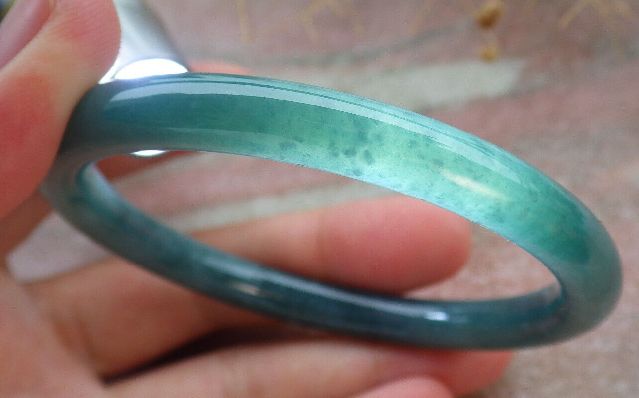 Certified Icy Green Burma 100% Natural A JADE Jadeite Circle Bangle Bracelet 57 mm 手镯 636665  TN
