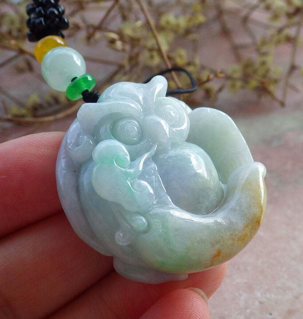 Atestita Verda Flava Birmo 100% Natura A Jadejadeito Penda Strigo Ruyi-Koliero 猫头鹰 632837 TN