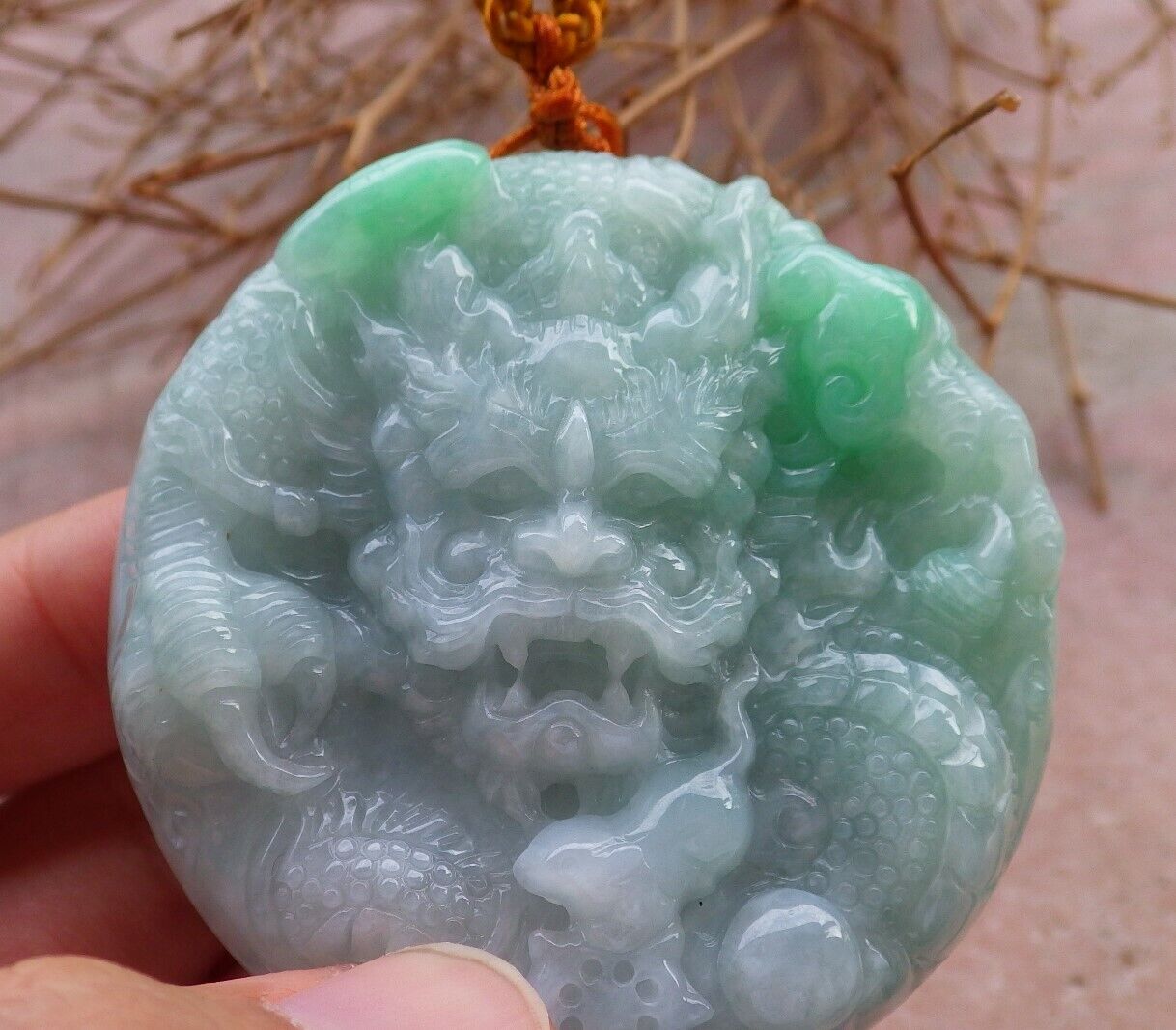 Certified Green 100% Natural A Jade jadeite Pendant Dragon Mouse Rat Lotus Flower Ruyi Necklace 望子成龙 520856  TN