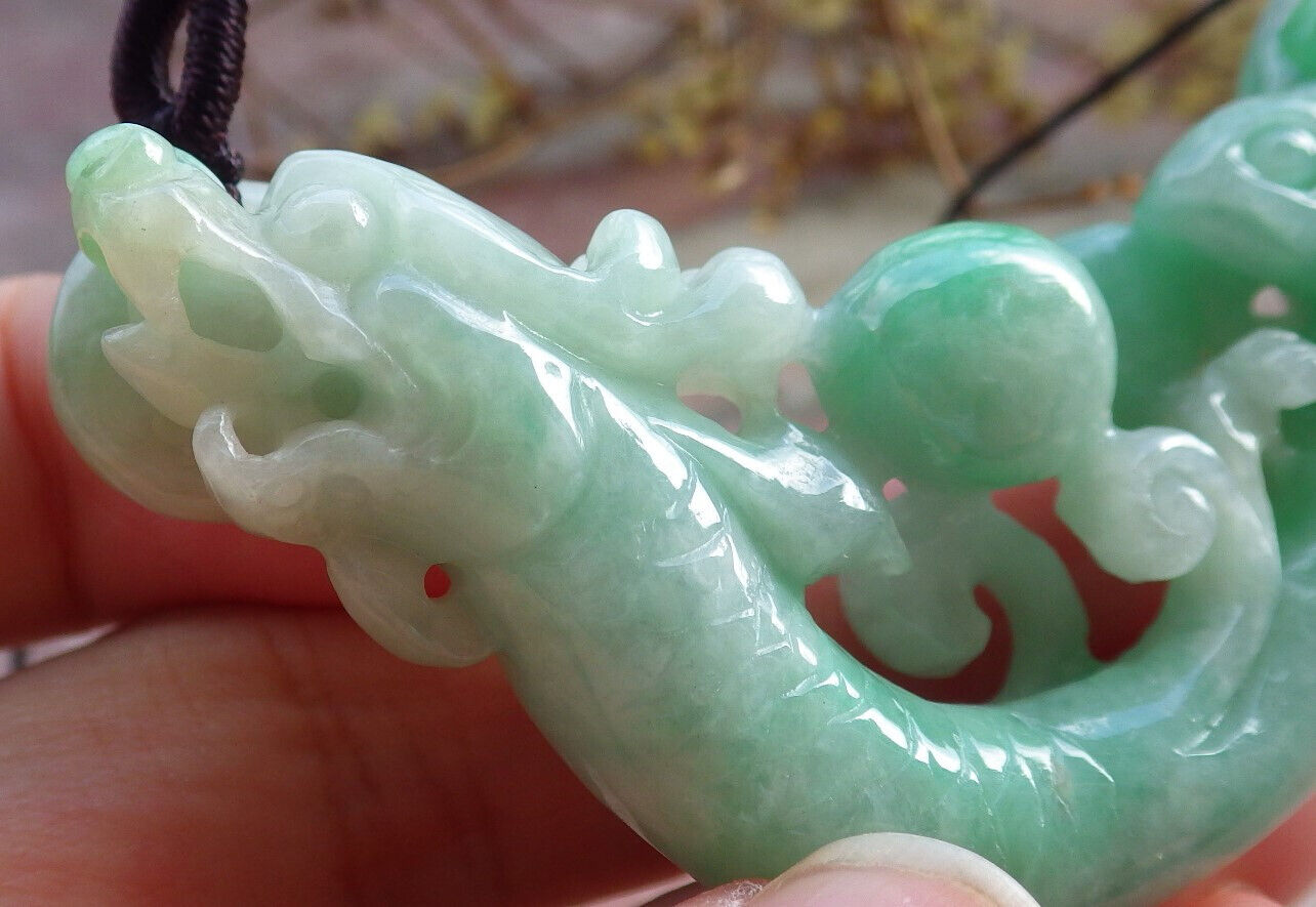 Certified Green Burma 100% Natural A Jade jadeite Pendant Dragon Frog Toad Coin Ruyi Necklace 生意兴隆 632827  TN