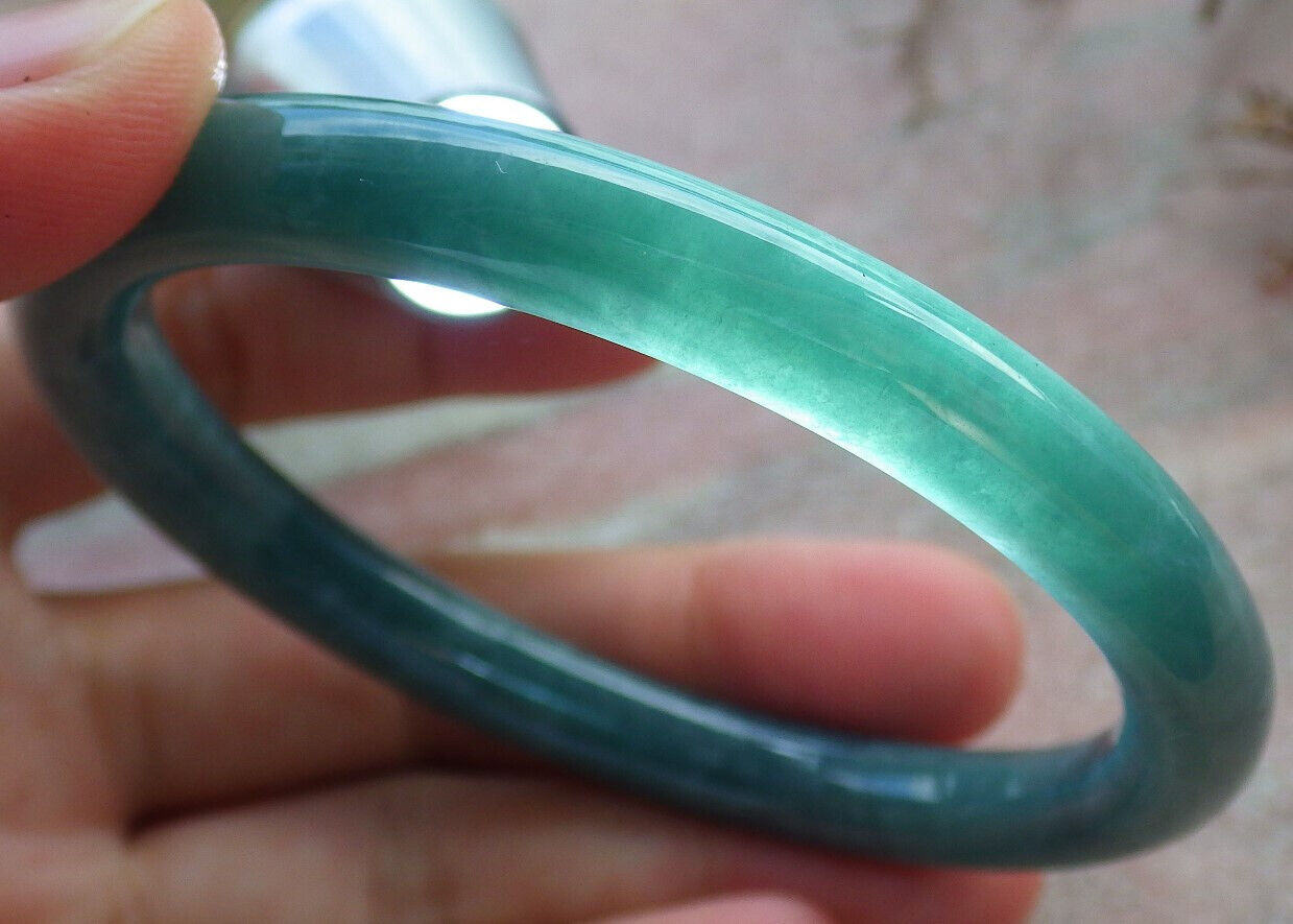 Atestita Verda Birmo 100% Natura A JADE Jadeita Ronda Brakringo 57,4 mm 手镯 632991 TN