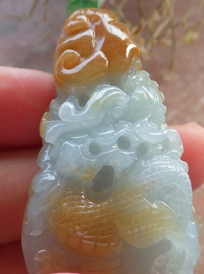 Certified Red Green Burma 100% Natural A Jade jadeite Pendant Dragon Money Coin Ruyi Necklace 生意兴隆 646505 TN