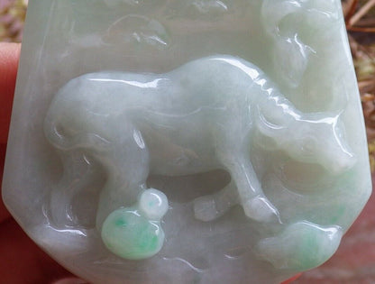 Certified Green Burma 100% Natural A Jade jadeite pendant Cow Ox Bead Necklace 风水牛 524673  TN