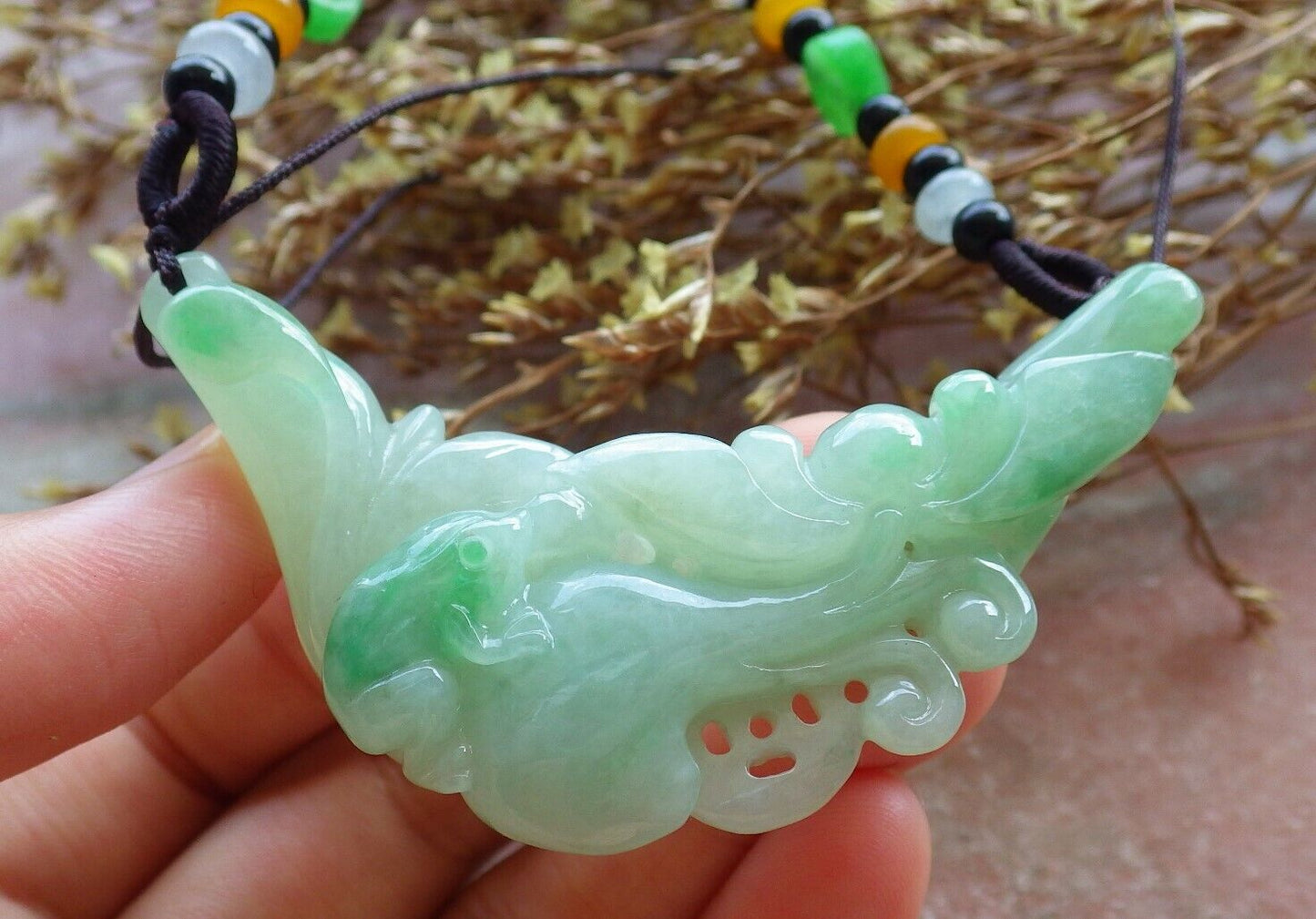Certified Green 100% Natural A Jade jadeite Pendant Frog Toad Bead Lotus Flower Ruyi Coin Necklace 招财蟾 529908  TN
