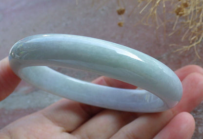 Certified Green Pale Lavender Burma 100% Natural A JADE Jadeite Bangle Bracelet 56 mm 手镯 635744  TN