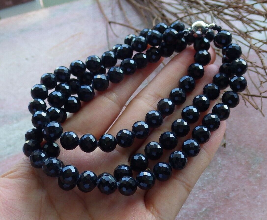 Certified Green Black 100% Natural A JADE Jadeite Bead beads Necklace 27 inches 墨翠 项链 535959  TN