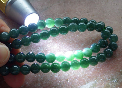 Certified Icy Green Burma 100% Natural A JADE Jadeite Bead Beads Necklace 27 inches 项链 617408  TN