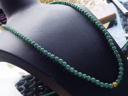 Certified Icy Green Burma 100% Natural A JADE Jadeite Bead Beads Necklace 27 inches 项链 616813  TN