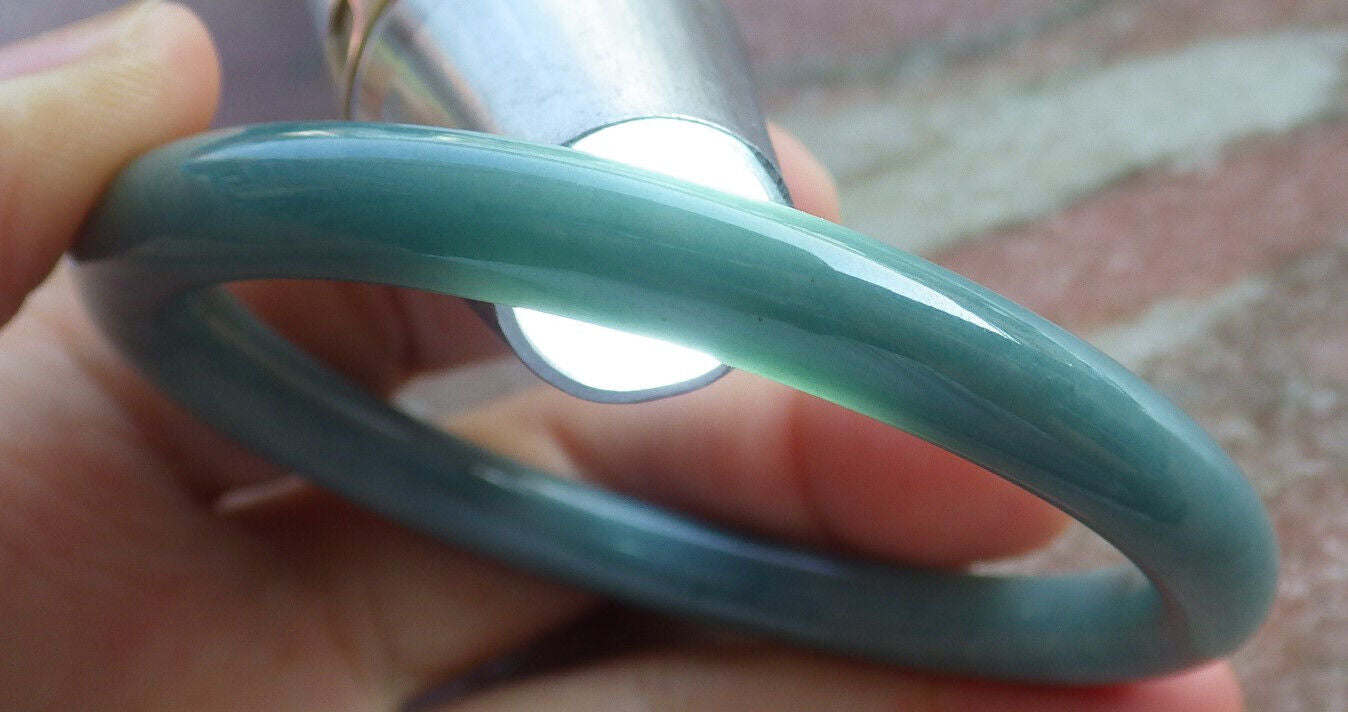 Certified Green Burma 100% Natural A JADE Jadeite Circle Bangle Bracelet 56 mm 手镯 635735  TN