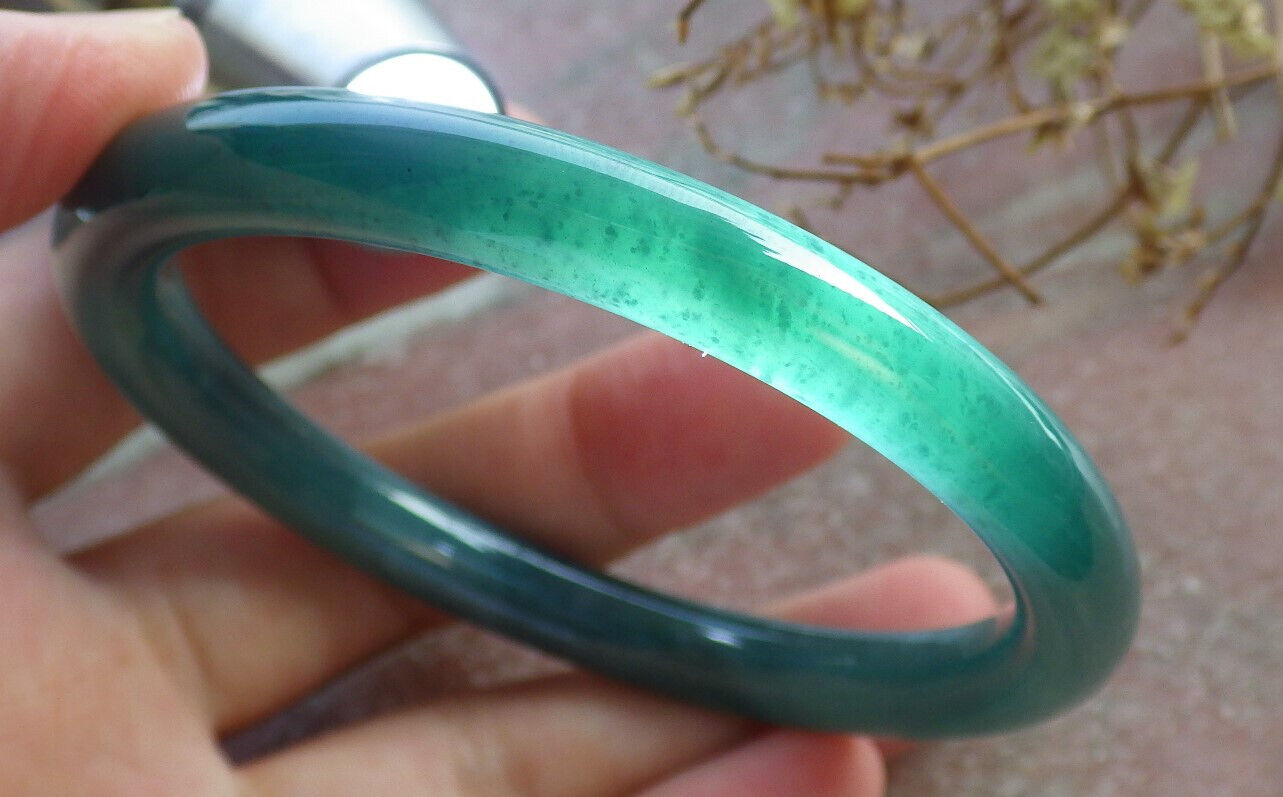 Certified Icy Blue Water Burma 100% Natural A JADE Jadeite Circle Bangle Bracelet 58 mm 手镯 633770  TN