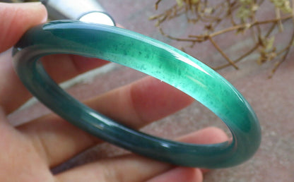 Certified Icy Blue Water Burma 100% Natural A JADE Jadeite Circle Bangle Bracelet 58 mm 手镯 633770  TN