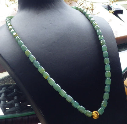 Certified Icy Yellow Green Burma 100% Natural A JADE Jadeite Bead Beads Circle Necklace 25 inches 项链 617389  TN