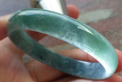 Certified Icy Green Burma 100% Natural A JADE Jadeite Bangle Bracelet 49 mm 手镯 634042  TN
