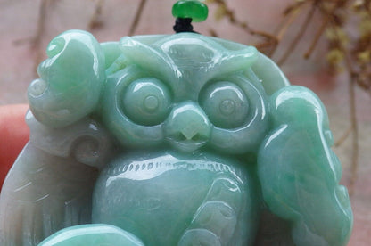 Atestita Verda Birmo 100% Natura A Jadejadeito Penda Strigo Ruyi-Koliero 猫头鹰 632560 TN