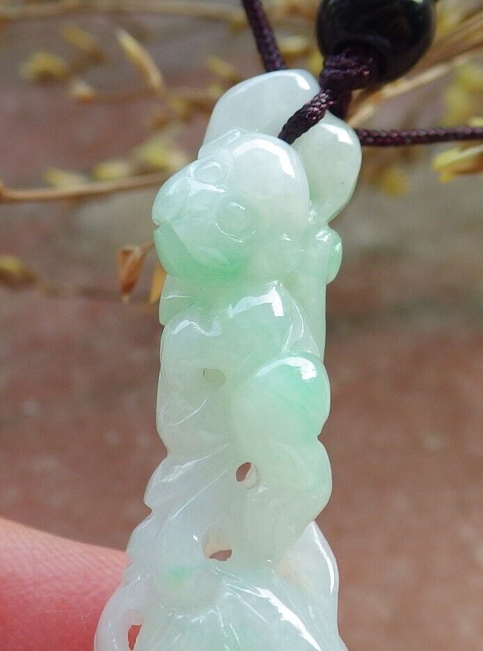 Certified Green Burma 100% Natural A Jade jadeite Pendant Monkey Peach Necklace 猴子 575272 TN