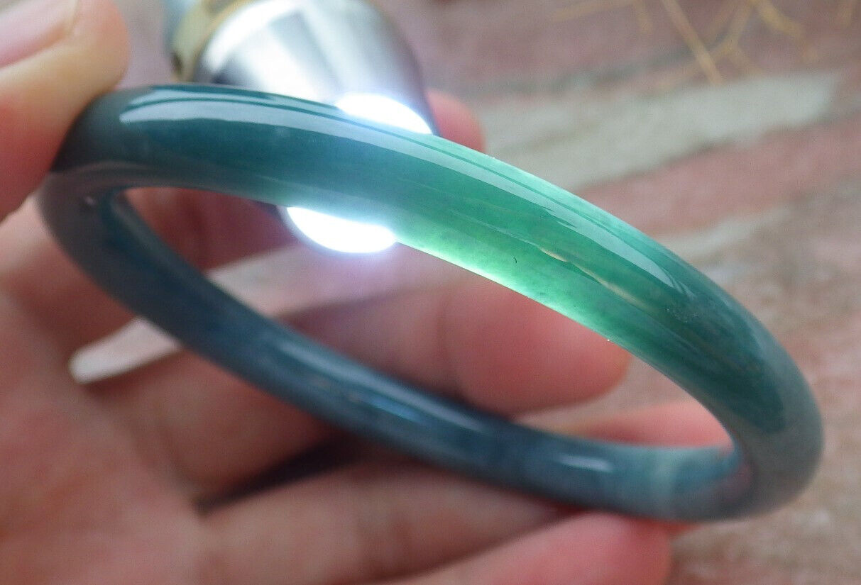 Certified Green Burma 100% Natural A JADE Jadeite Circle Bangle Bracelet 57 mm 手镯 636641  TN