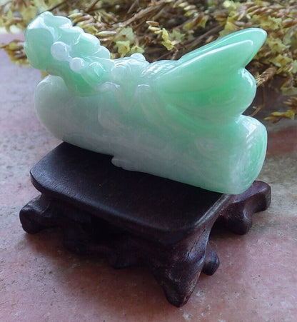 Certified Green 100% Natural A Jade jadeite Display Cicada Tree 一鸣惊人 524098 TN