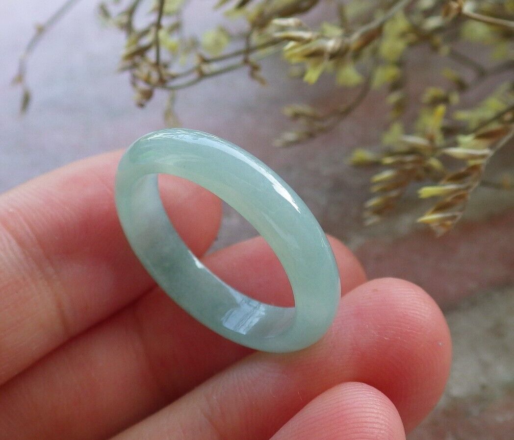Certified Icy Green Burma 100% Natural A JADE Jadeite Circle RING USA. 7.75 戒指 574456 TN