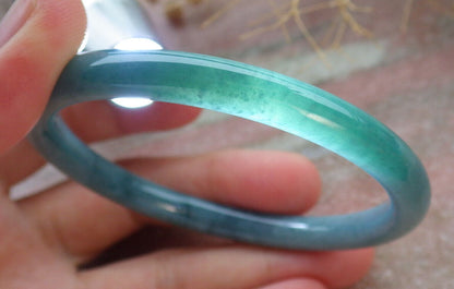 Certified Icy Green Burma 100% Natural A JADE Jadeite Circle Bangle Bracelet 57 mm 手镯 636628  TN