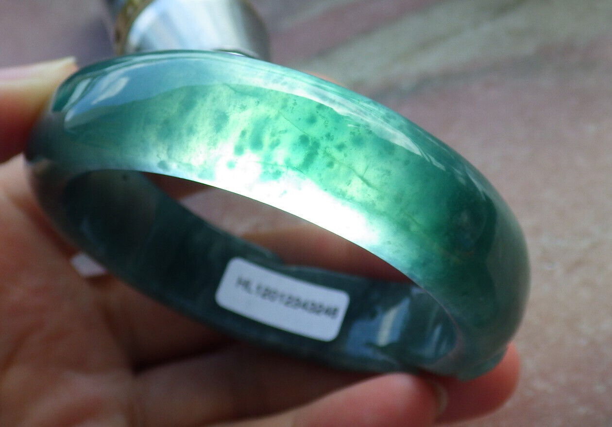 Certified Icy Green Burma 100% Natural A JADE Jadeite  Fox Bangle Bracelet 53 mm 手镯 632722  TN