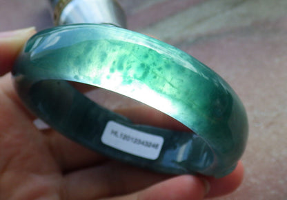 Certified Icy Green Burma 100% Natural A JADE Jadeite  Fox Bangle Bracelet 53 mm 手镯 632722  TN