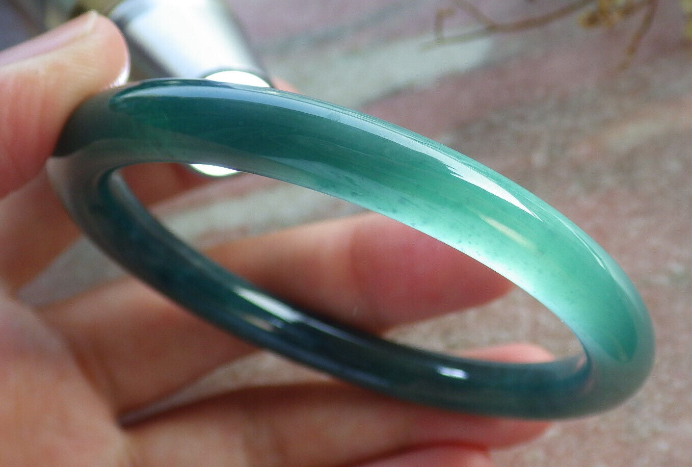 Certified Icy Blue Water Green Burma 100% Natural A JADE Jadeite Circle Bangle Bracelet 55 mm 手镯 633789  TN