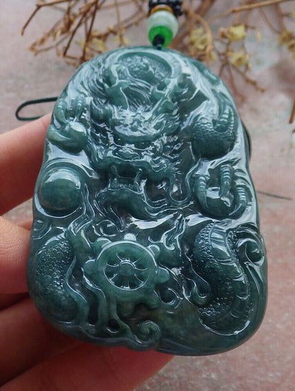 Atestita Glacia Verda Birmo 100% Natura A Jadejadeito Penda Drako-Perlo-Koliero 生意兴隆 634370 TN