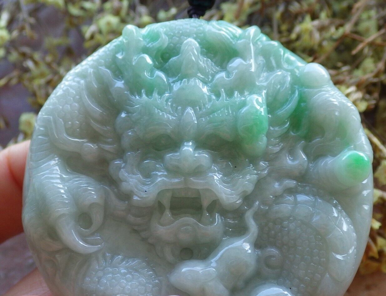 Certified Green 100% Natural A Jade jadeite Pendant Dragon Mouse Rat Ruyi Bead Necklace 望子成龙 524062  TN