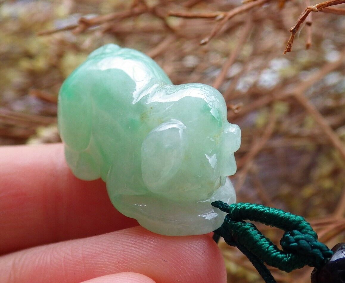 Certified Green 100% Natural A Jade jadeite Pendant Zodiac Pig Boar Money Coin 发财猪 525120  TN