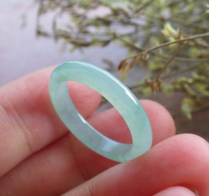 Certified Icy Green Burma 100% Natural A JADE Jadeite Circle RING USA. 7.75 戒指 574291 TN