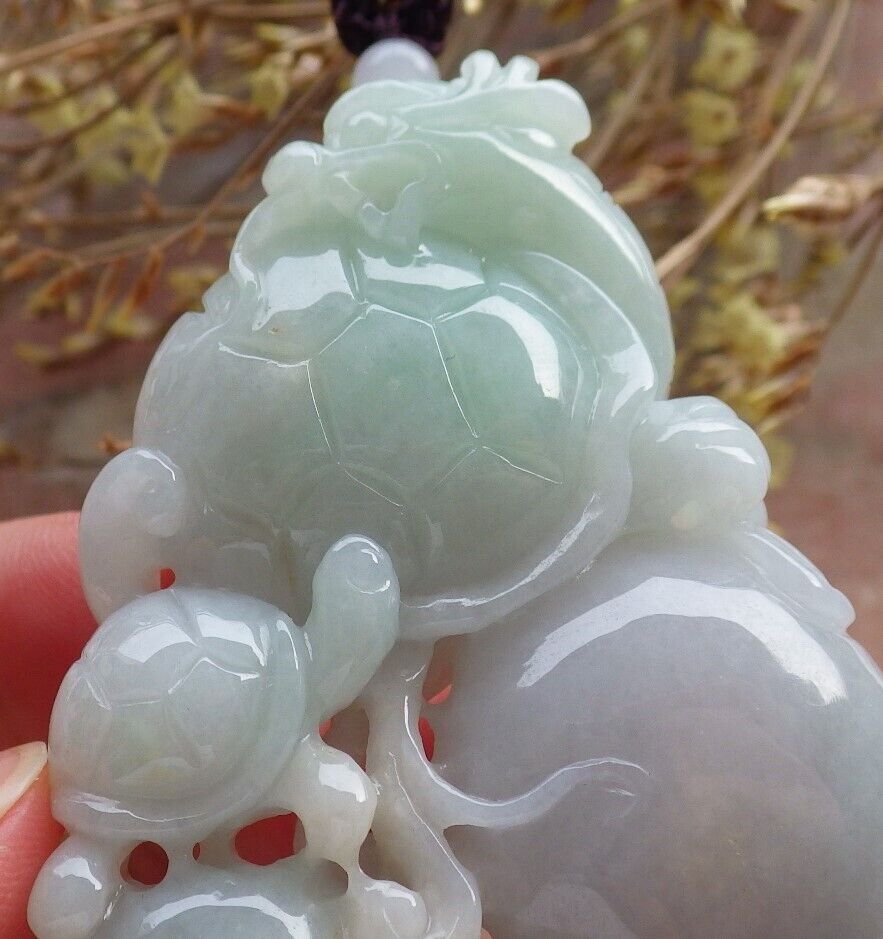 Certified Red Green Burma 100% Natural A Jade jadeite Pendant Dragon Turtle Coin Lotus Flower Ruyi Necklace 龙龟 575114 TN