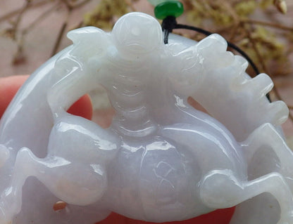 Atestita Verda Pala Lavenda Birmo 100% Natura A Jadejadeito Penda Ĉevalo-Monero Ruyi-Koliero 马到功成 632650 TN