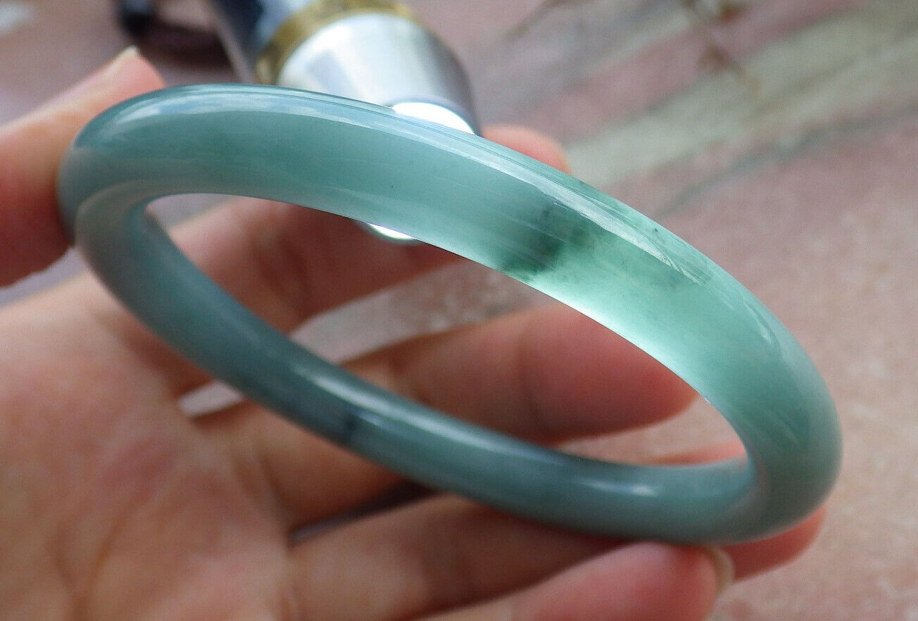 Atestita Verda Birmo 100% Natura A JADE Jadeita Ronda Brakringo 55,7 mm 手镯 632745 TN