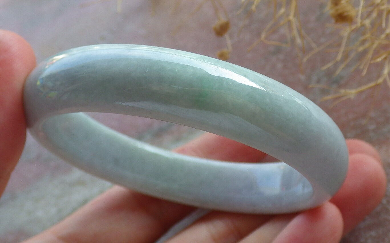 Certified Green Pale Lavender Burma 100% Natural A JADE Jadeite Bangle Bracelet 56 mm 手镯 635932  TN