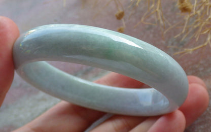 Certified Green Pale Lavender Burma 100% Natural A JADE Jadeite Bangle Bracelet 56 mm 手镯 635932  TN