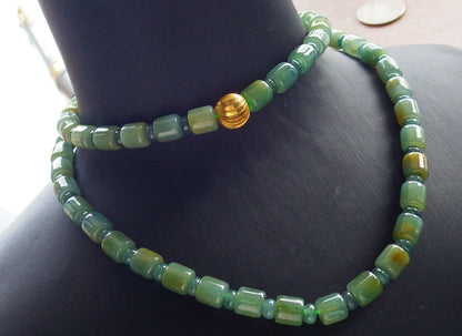 Certified Icy Yellow Green Burma 100% Natural A JADE Jadeite Bead Beads Circle Necklace 25 inches 项链 617426  TN
