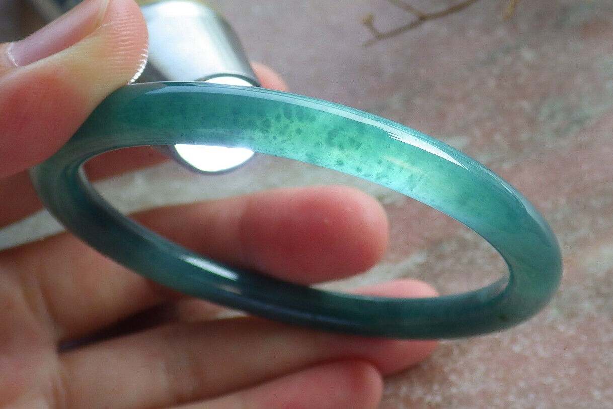 Certified Icy Blue Water Burma 100% Natural A JADE Jadeite Circle Bangle Bracelet 57 mm 手镯 633681  TN
