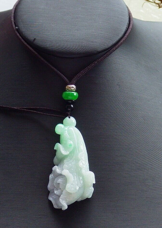 Certified Green Pale Lavender 100% Natural A Jade jadeite Pendant Cabbage Bead Necklace 发财白菜 524792  TN