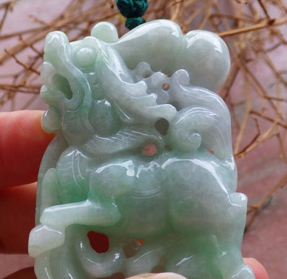 Certified Green 100% Natural A Jade jadeite Pendant Dragon Gourd Coin Ruyi Necklace 龙 麒麟 525497  TN