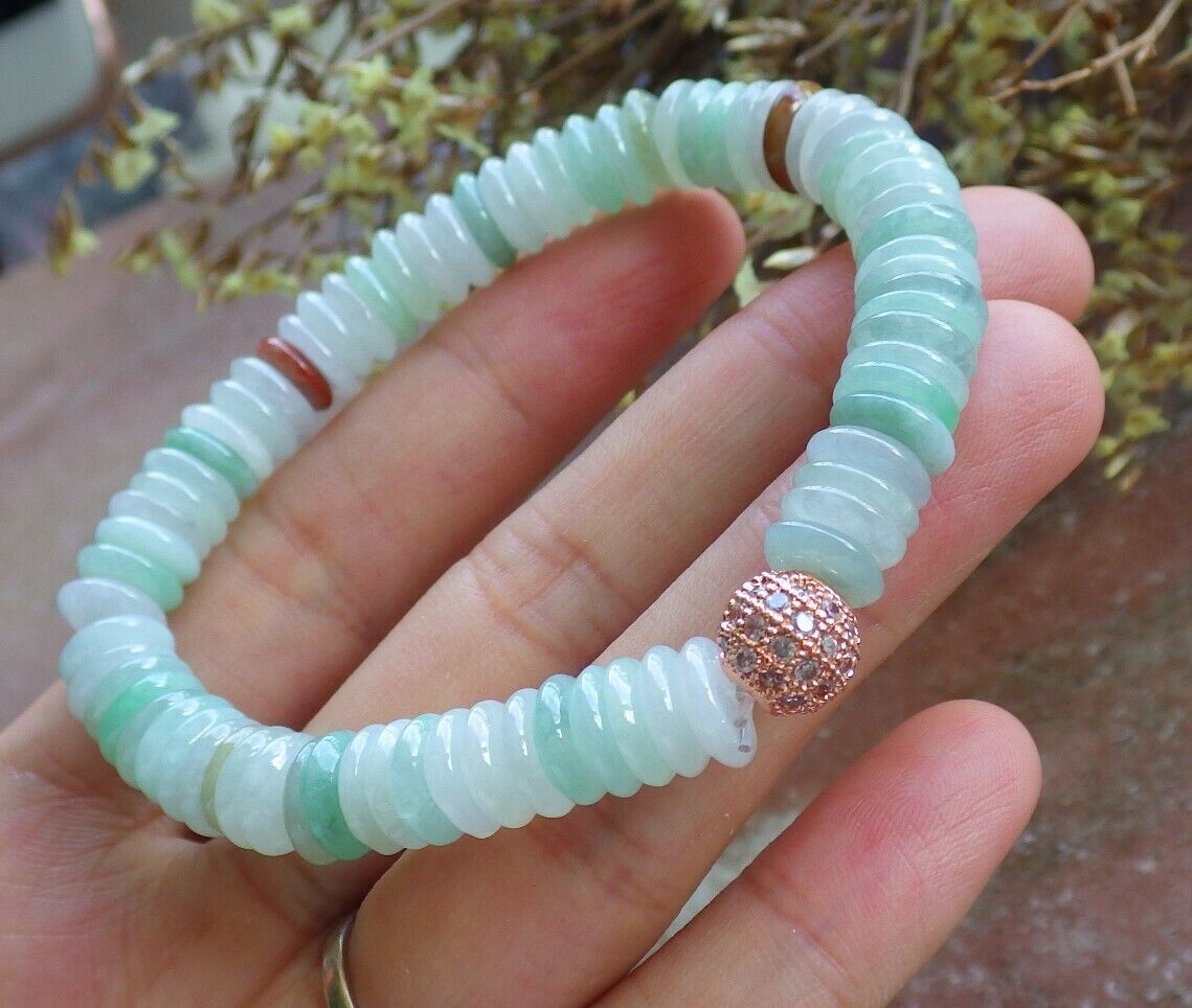 Certified Yellow Green Pale Lavender 100% Natural A JADE Jadeite Bead Beads Bangle Circle Bead Beads Bangle Bracelet 平安扣手链 524567  TN