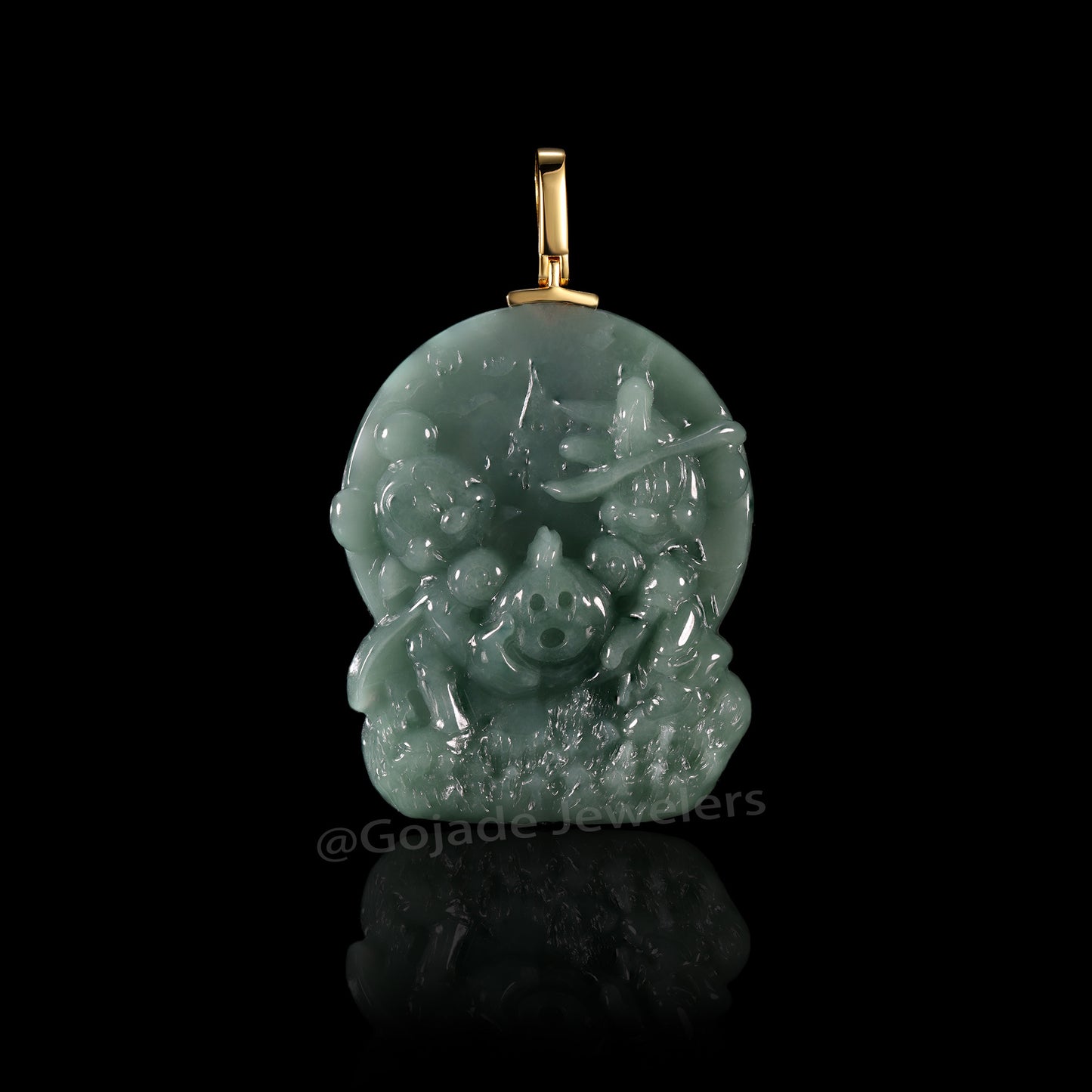 The Mickey Mouse Jadeite 100% Natural Burma Jade Jadeite With Certificated (S925 Silver Buckle)