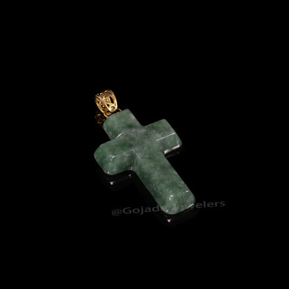 The Cross Jadeite 100% Natural Burma Jade Jadeite With Certificated (S925 Silver Buckle)