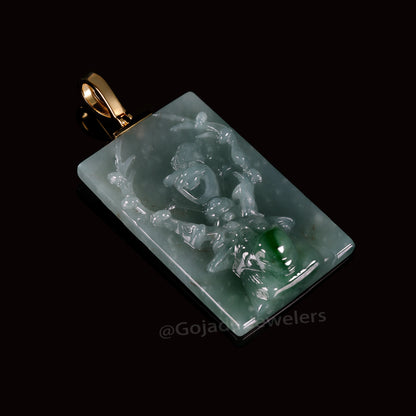 The Frozen Snowman reindeer Jadeite 100% Natural Burma Jade Jadeite With Certificated (S925 Silver Buckle)