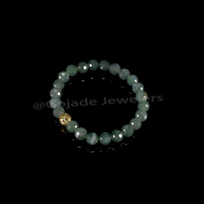 The 100% Natural Blue Diamond Cut Bead Jade Jadeite Bracelet b23