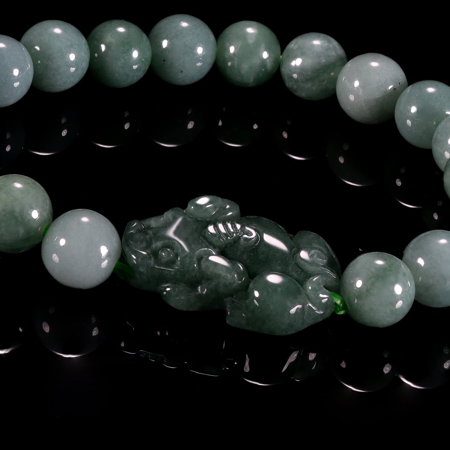 The Pixiu Bead Bracelet 100% Natural Jade Jadeite With Certificated