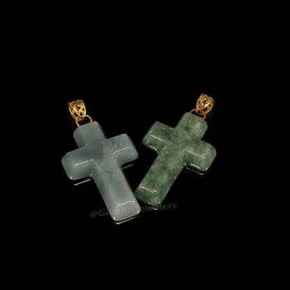 The Cross Jadeite 100% Natural Burma Jade Jadeite With Certificated (S925 Silver Buckle)