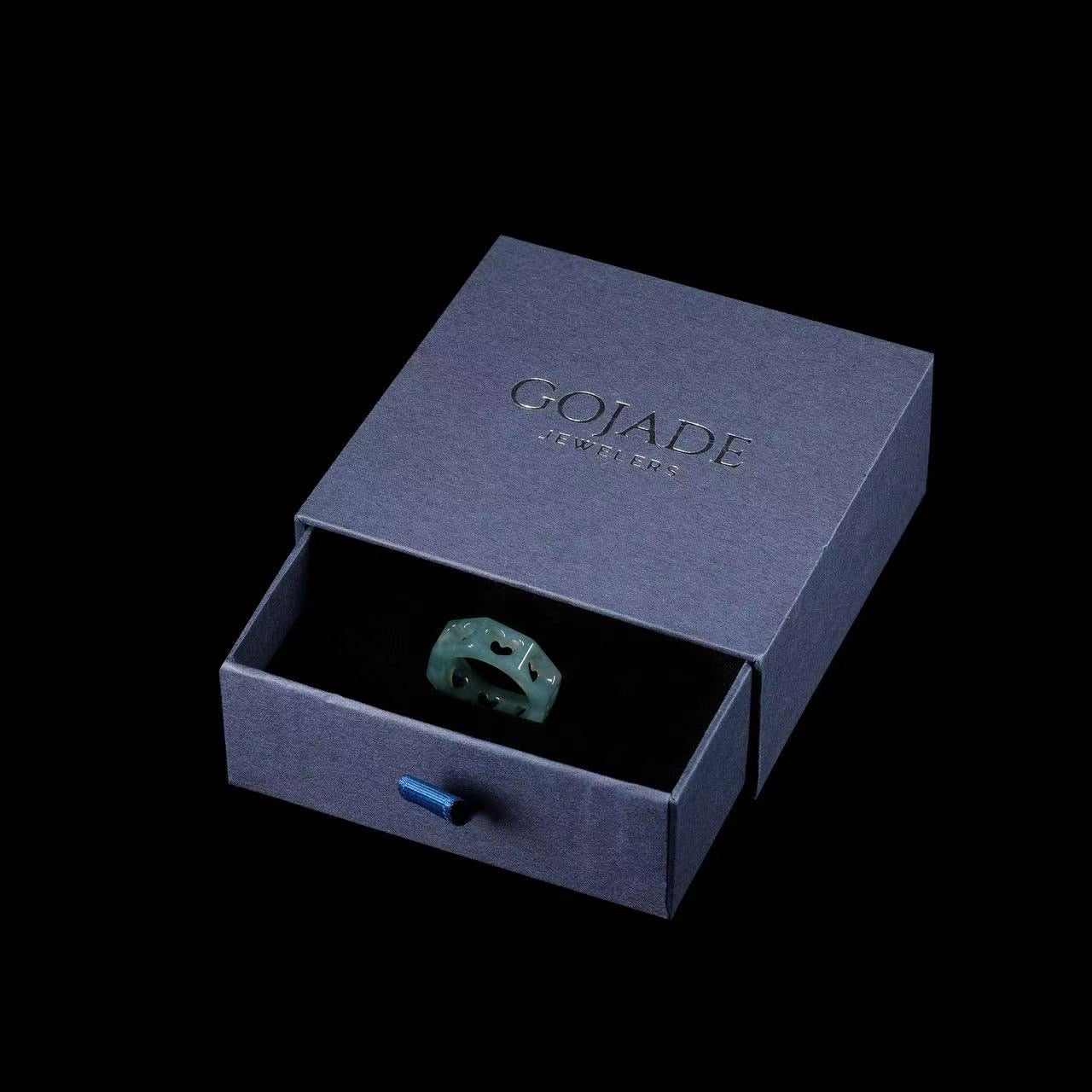 Certified Icy Blue Heart Ring Burma 100% Natural A JADE Jadeite Circle RING 心心戒指 US