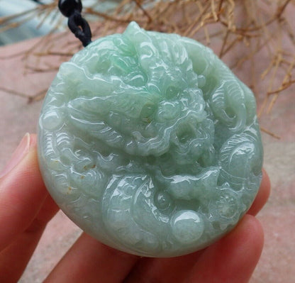 Certified Green 100% Natural A Jade jadeite Pendant Dragon Mouse Rat Bead Necklace 生意兴隆 519966  TN