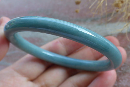 Certified Green Burma 100% Natural A JADE Jadeite Circle Bangle Bracelet 56 mm 手镯 635735  TN