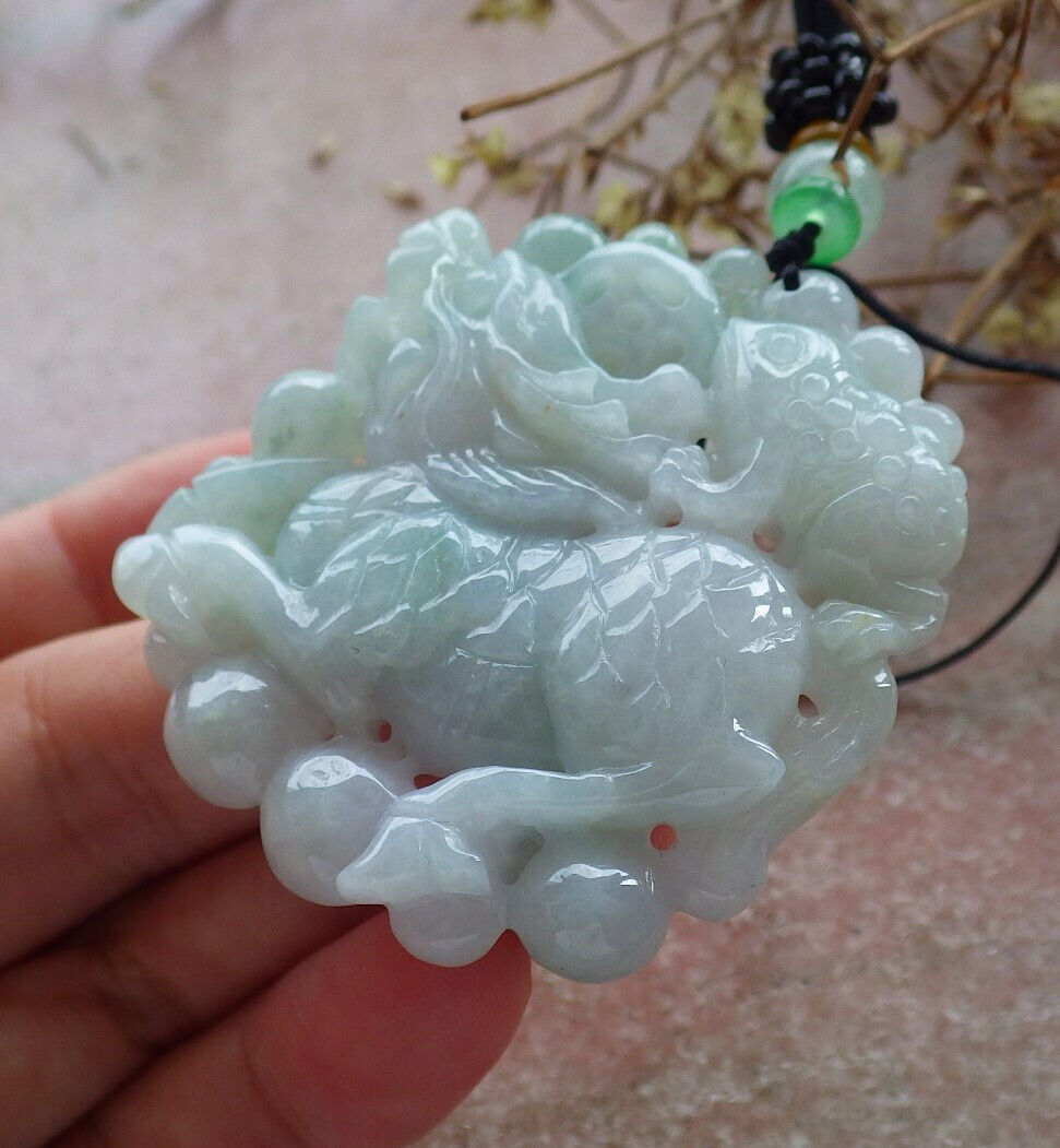 Certified Green Burma 100% Natural A Jade jadeite Pendant Dragon Kai Lun Frog Toad Coin Ruyi Necklace 633563  TN